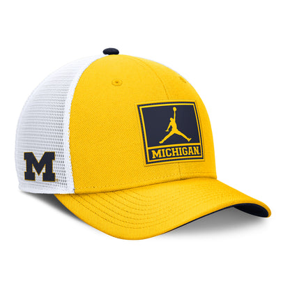 Michigan Wolverines Jordan Trucker Adjustable Yellow Hat - Right Angled View