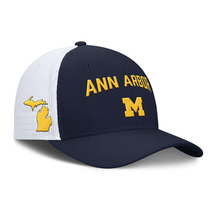 Michigan Wolverines Jordan Ann Arbor Adjustable Trucker Hat - Right Angled View