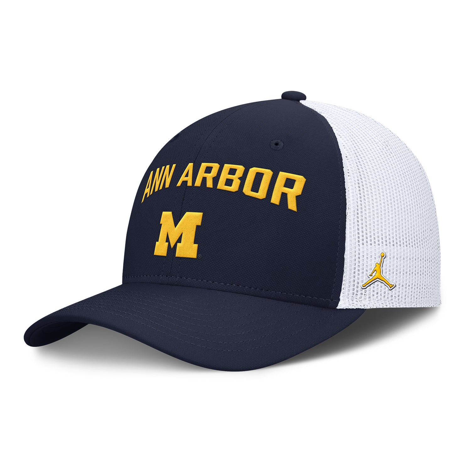 Michigan Wolverines Jordan Ann Arbor Adjustable Trucker Hat - Left Angled View