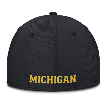Michigan Wolverines Jordan Practice Flex Black Hat - Back View