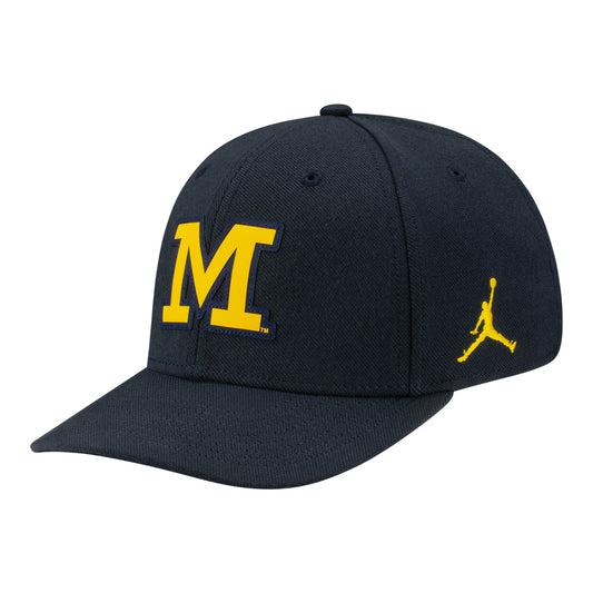 Michigan Wolverines Jordan Practice Flex Hat In Black - Front Left View