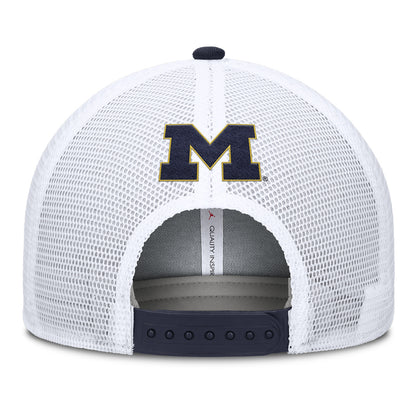 Michigan Wolverines Jordan Sideline Trucker Navy Hat - Back View