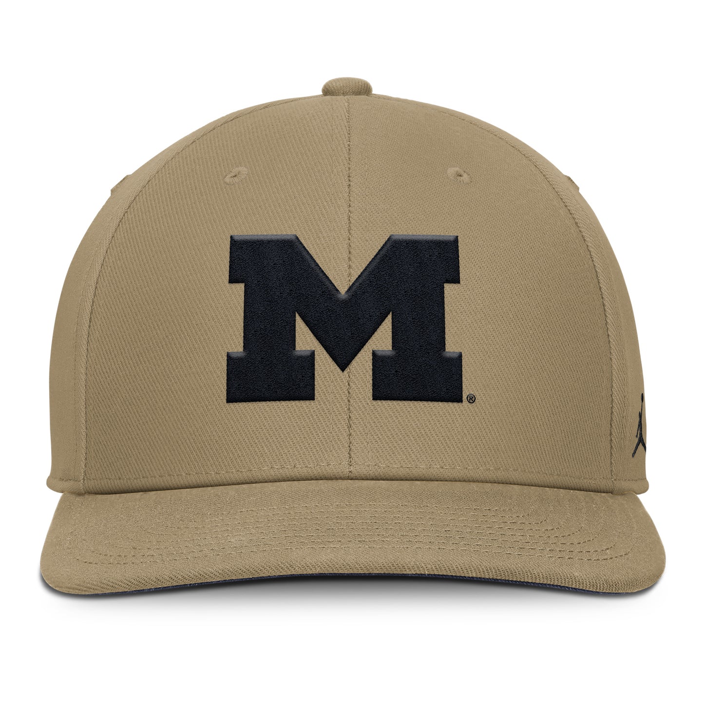 Michigan Wolverines Jordan Flat Brim Adjustable Tan Hat - Front View