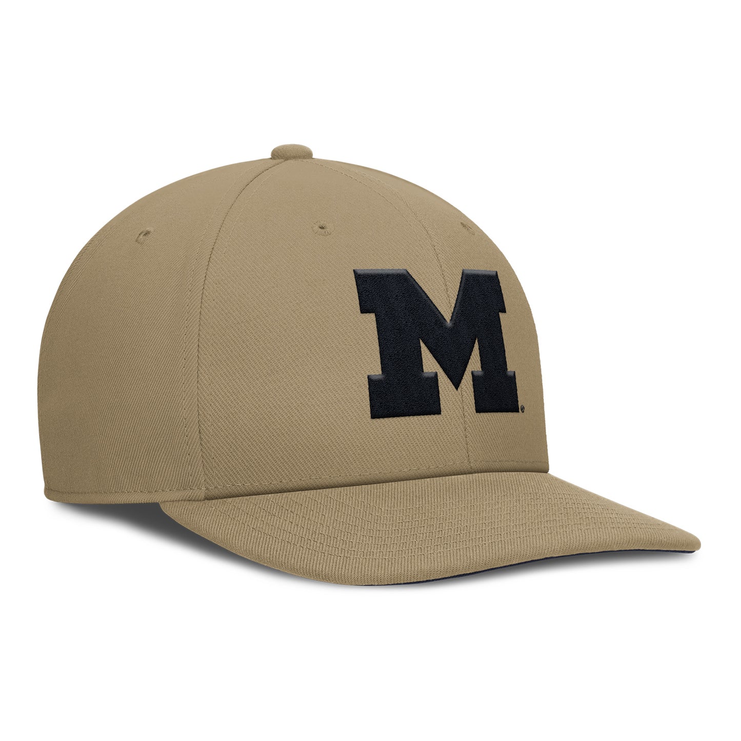 Michigan Wolverines Jordan Flat Brim Adjustable Tan Hat - Front Right View