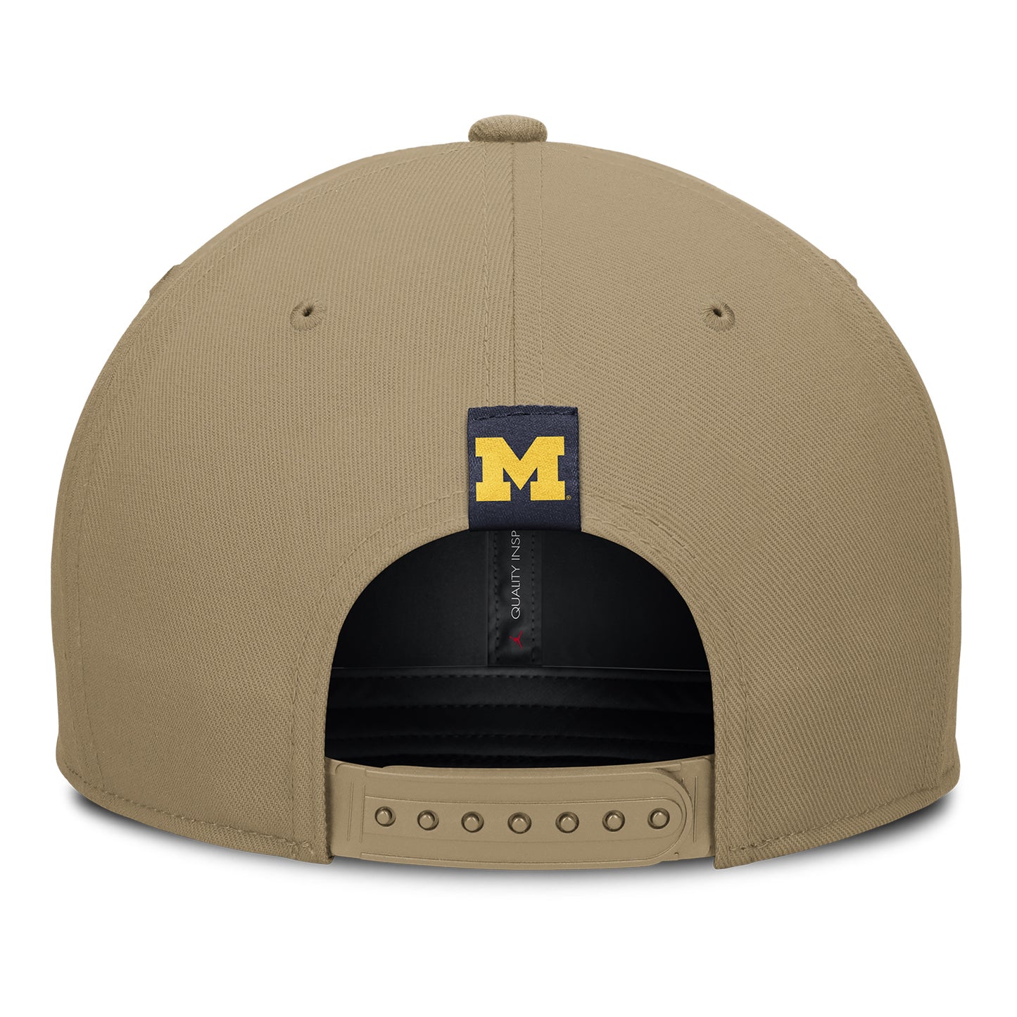 Michigan Wolverines Jordan Flat Brim Adjustable Tan Hat - Back View