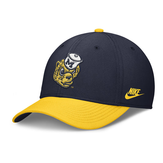 Michigan Wolverines Nike Vault Flex Stretch Navy Hat - Front Left View