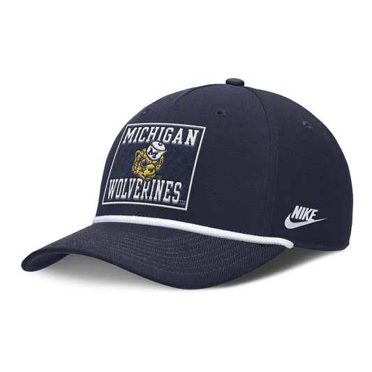 Michigan Wolverines Nike Vault Rope Adjustable Navy Hat - Front Left View
