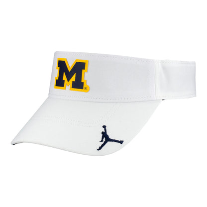 Michigan Wolverines Jordan Primary Logo DRI-FIT Visor In White - Front Side View