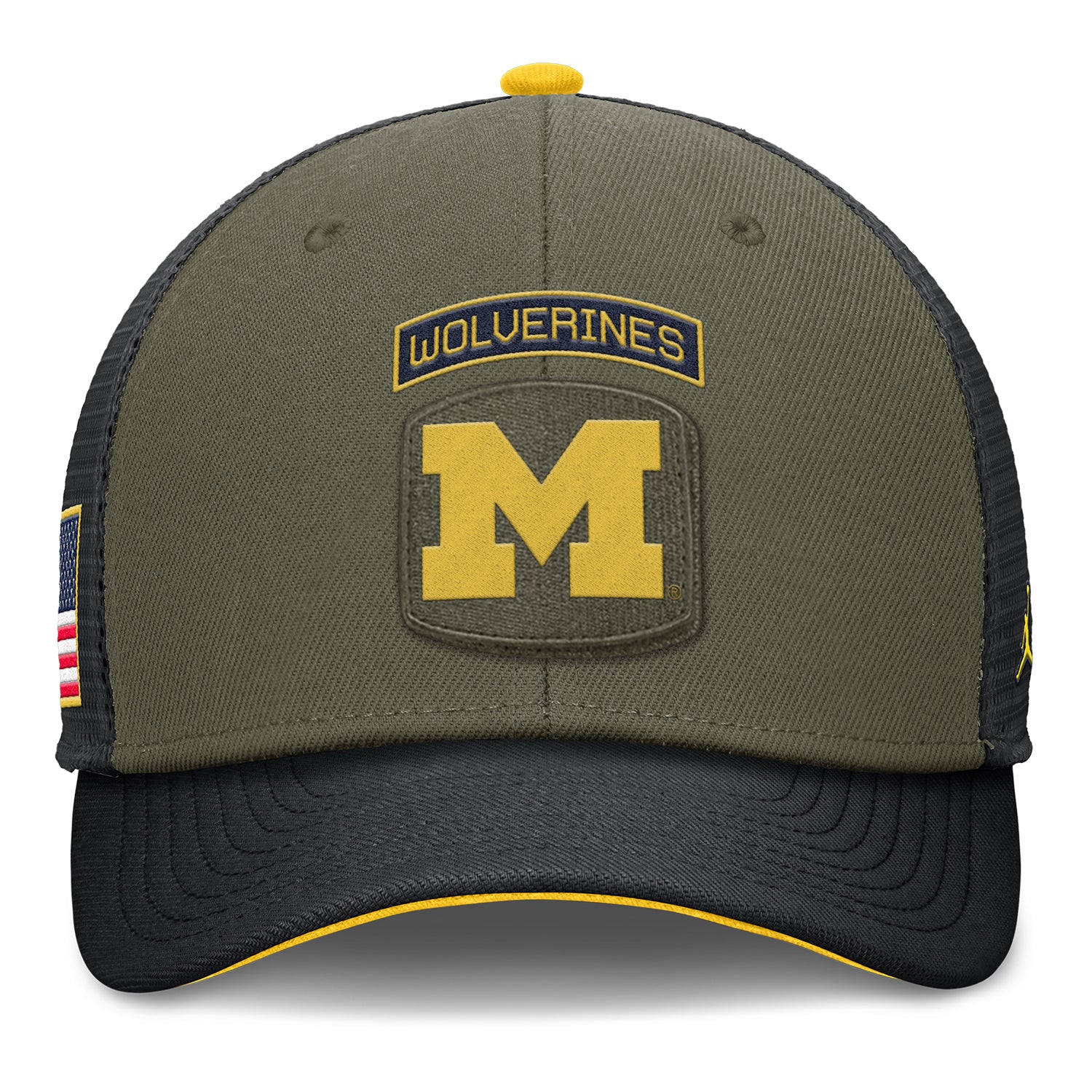 Michigan Wolverines Jordan Military Rise Structured Trucker Hat