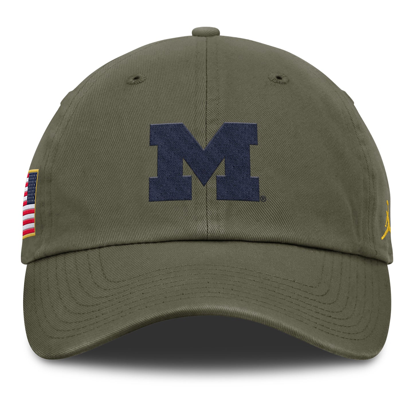 Michigan Wolverines Jordan Military DRI-FIT Club Unstructured Adjustable Hat - Front View