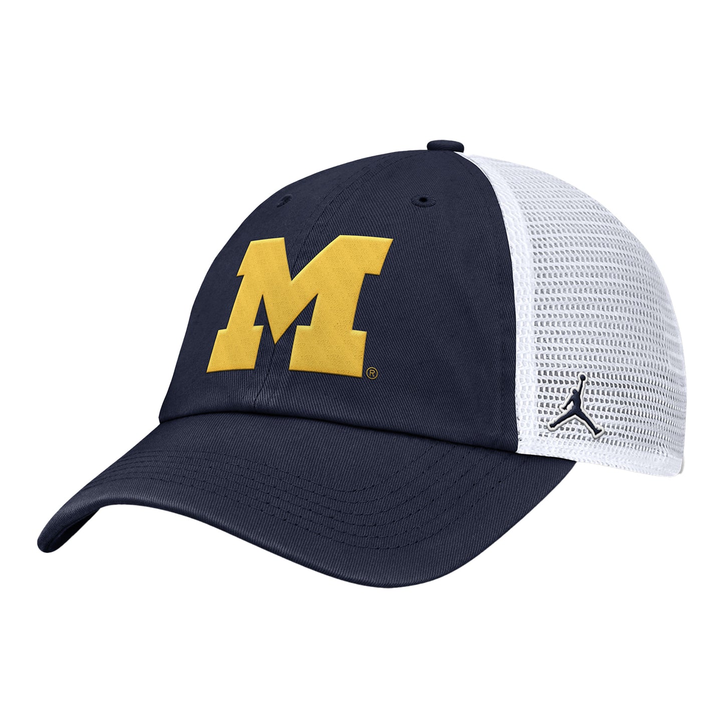 Michigan Wolverines Jordan Brand 'Block M' Flex Navy Hat - Left Angled View