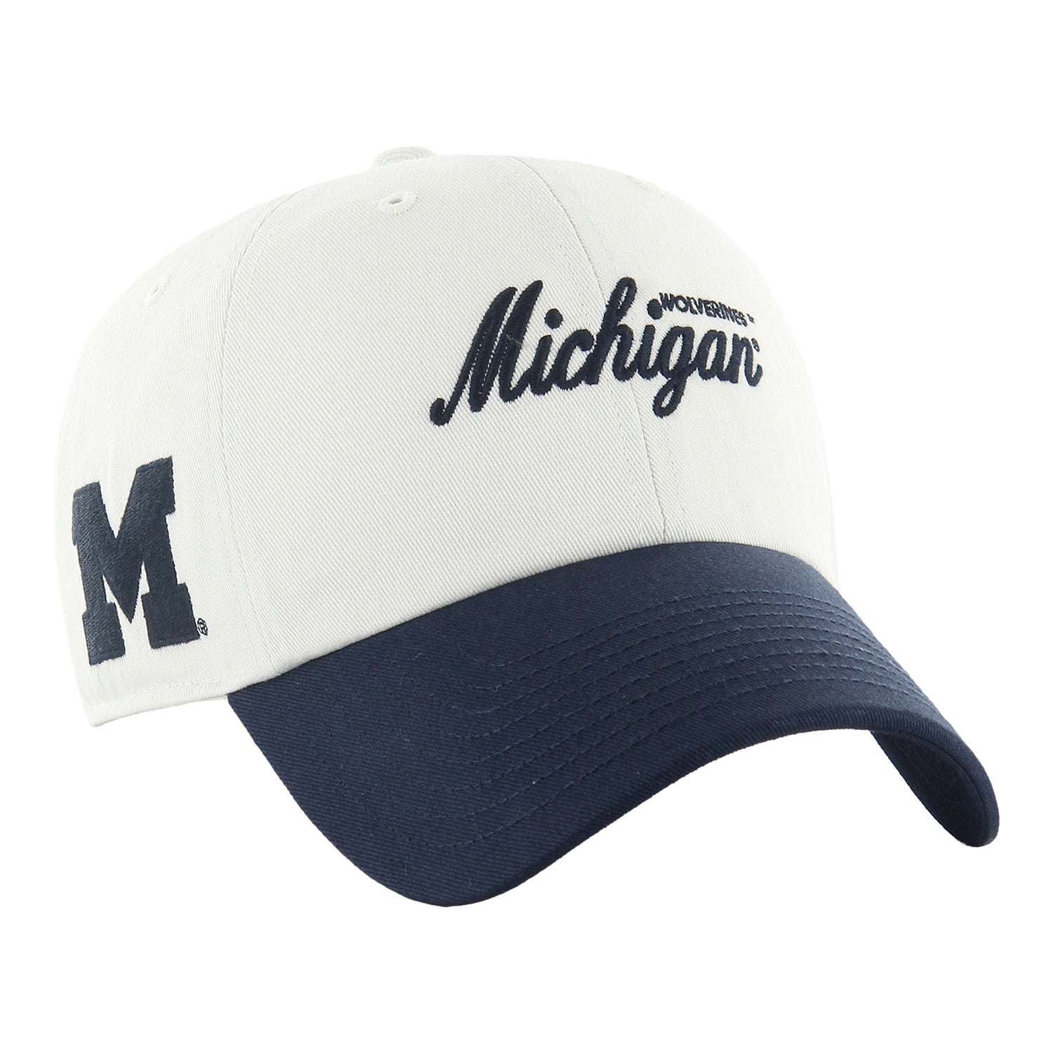 Michigan Wolverines 47 Brand Adjustable Clean Up Foundational Hat In White - Front Right View