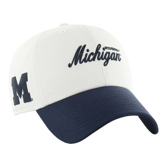 Michigan Wolverines 47 Brand Adjustable Clean Up Foundational Hat In White - Front Right View