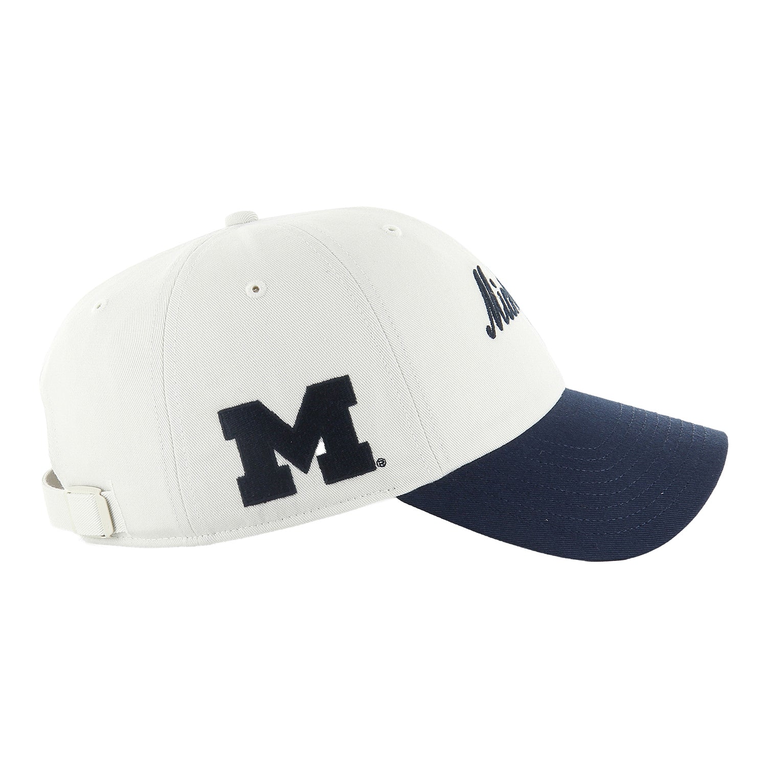 Michigan Wolverines 47 Brand Adjustable Clean Up Foundational Hat In White - Right Side View