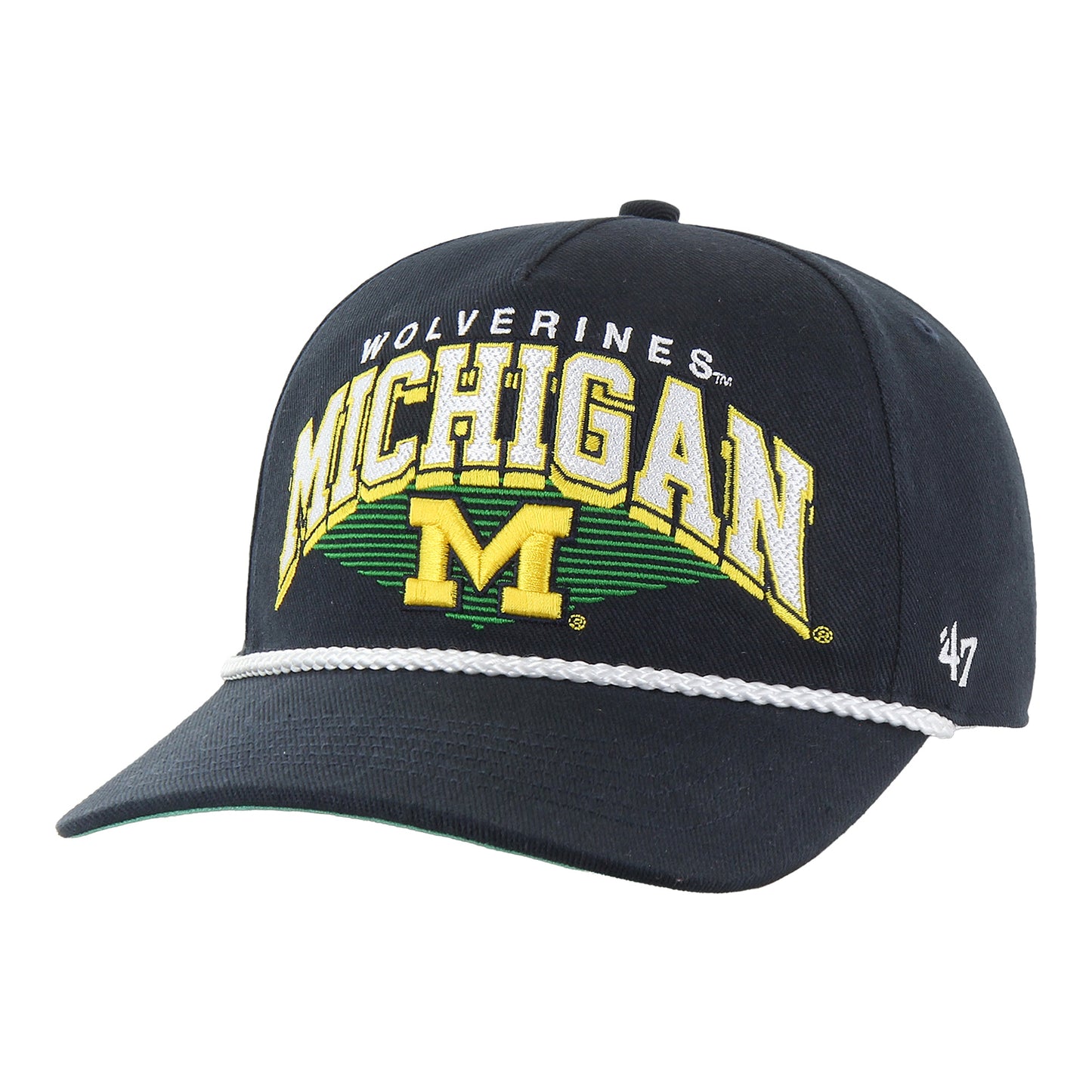 Michigan Wolverines 47 Brand Navy Snapback Hitch Rope Hat - Front Left View