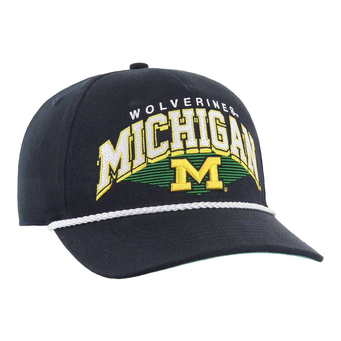 Michigan Wolverines 47 Brand Navy Snapback Hitch Rope Hat - Front Right View
