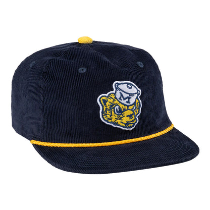 Michigan Wolverines Sailor Hat Wolverine Corduroy Hat In Blue - Front Right View