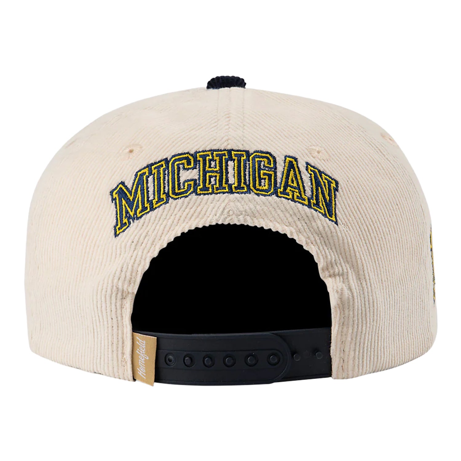 Michigan Wolverines 1997 National Champion Roses Corduroy Hat In White - Back View