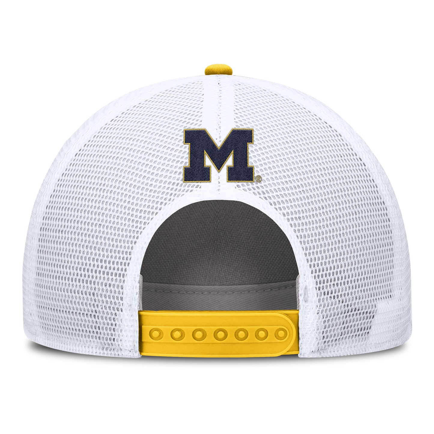 Michigan Wolverines Nike Jordan Yellow Rise Trucker Gameday Hat - Back View