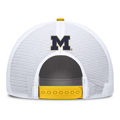 Michigan Wolverines Nike Jordan Yellow Rise Trucker Gameday Hat - Back View