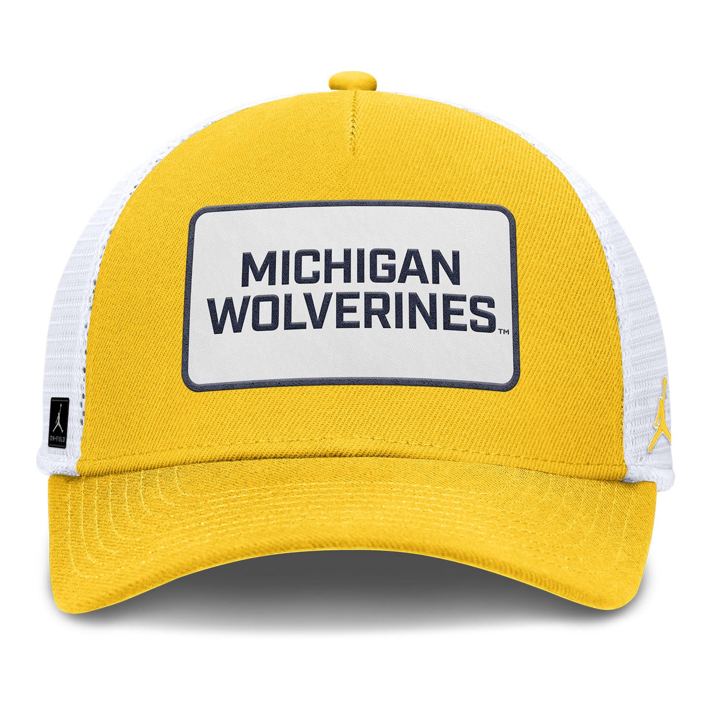 Michigan Wolverines Nike Jordan Yellow Rise Trucker Gameday Hat - Front View