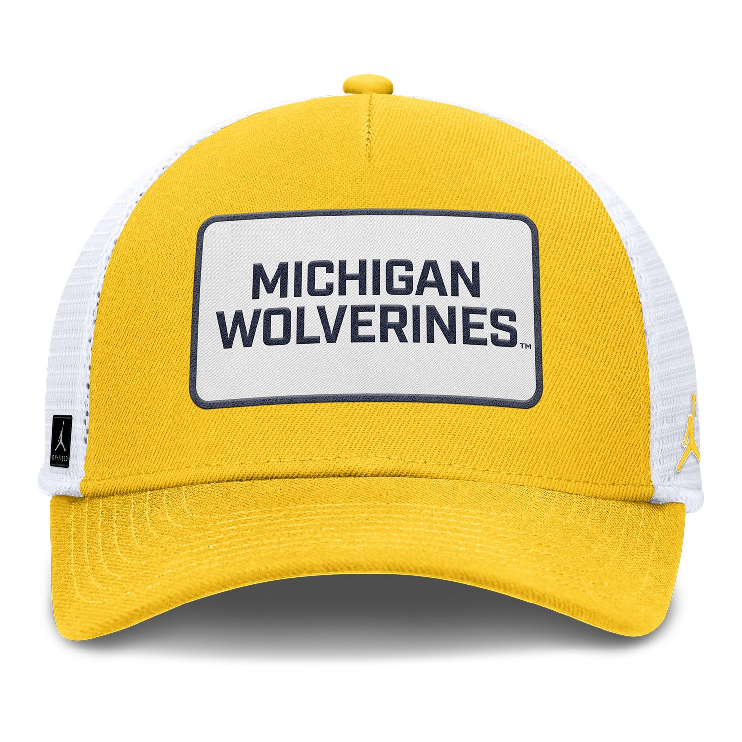 Michigan Wolverines Nike Jordan Yellow Rise Trucker Gameday Hat - Front View