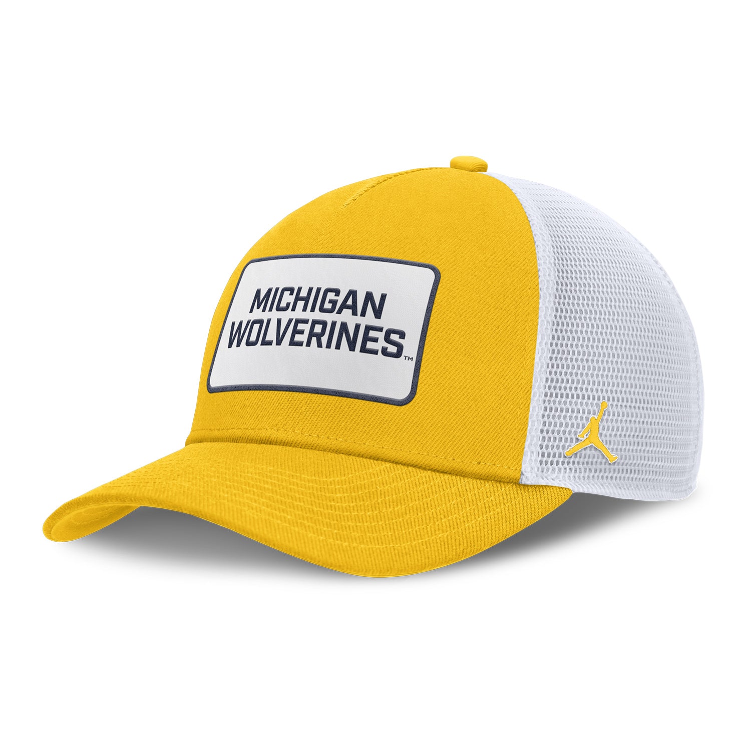 Michigan Wolverines Nike Jordan Yellow Rise Trucker Gameday Hat - Side View