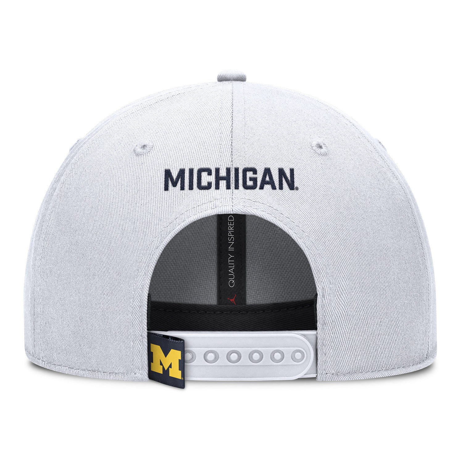 Michigan Wolverines Nike Jordan White Rise Adjustable Gameday Hat - Back View