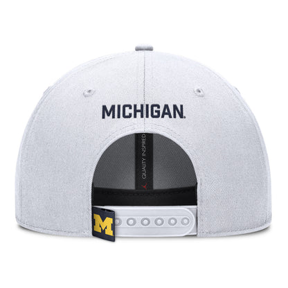 Michigan Wolverines Nike Jordan White Rise Adjustable Gameday Hat - Back View