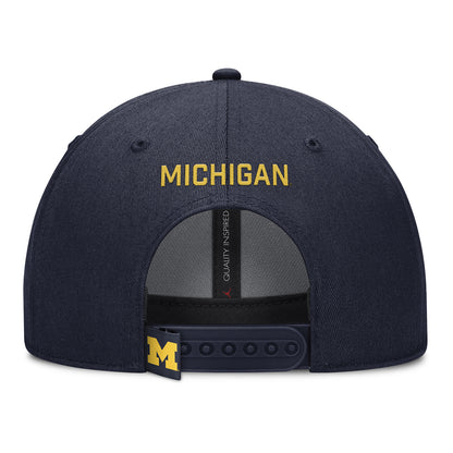 Michigan Wolverines Nike Jordan Navy Rise Adjustable Gameday Hat - Back View