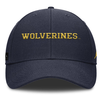 Michigan Wolverines Nike Jordan Navy Rise Adjustable Gameday Hat - Front View