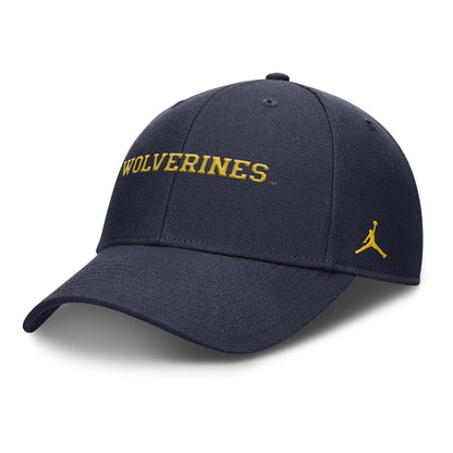 Michigan Wolverines Nike Jordan Navy Rise Adjustable Gameday Hat - Front Left View