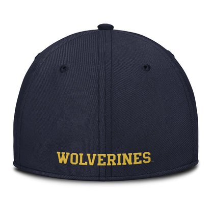 Michigan Wolverines Nike Jordan Navy FlexFit Rise Adjustable Gameday Hat - Back View