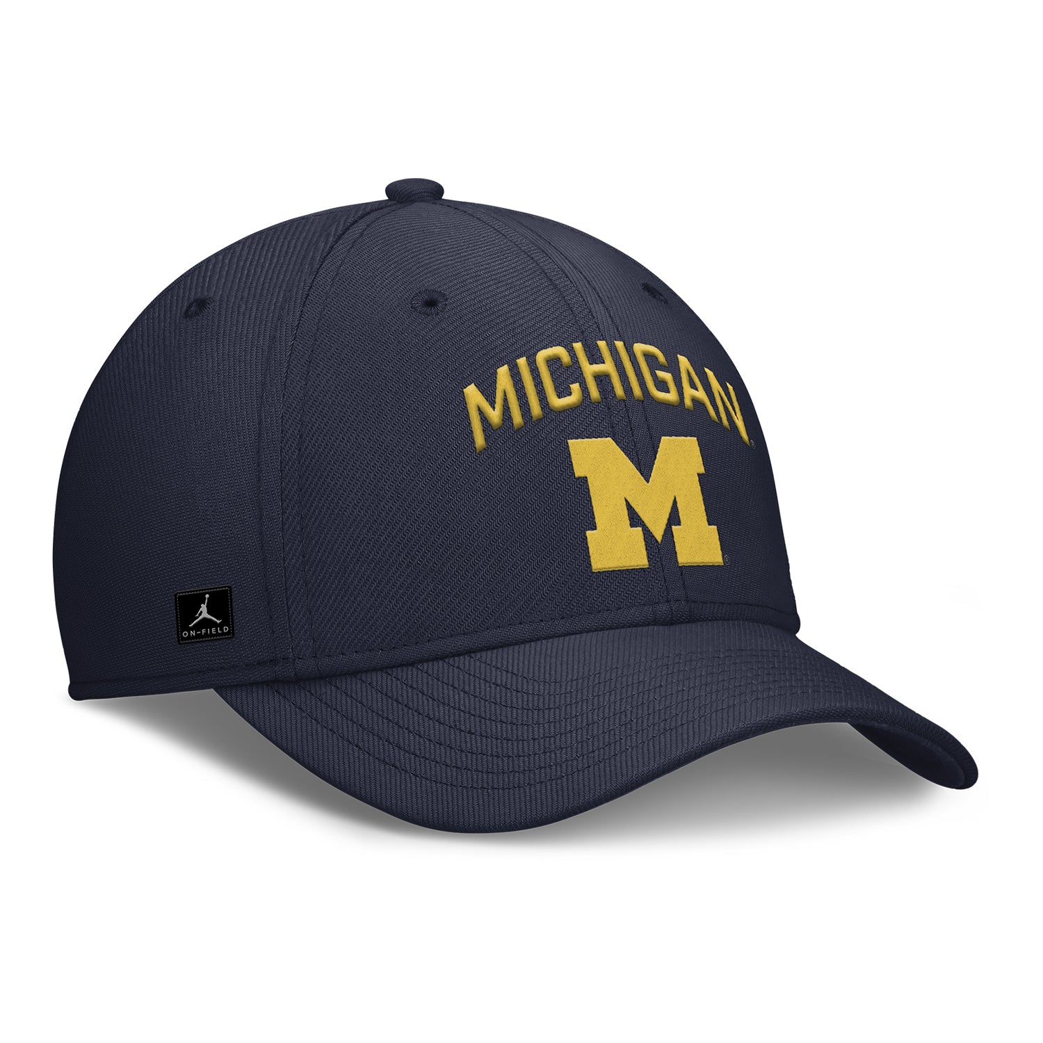 Michigan Wolverines Nike Jordan Navy FlexFit Rise Adjustable Gameday Hat - Front Right View