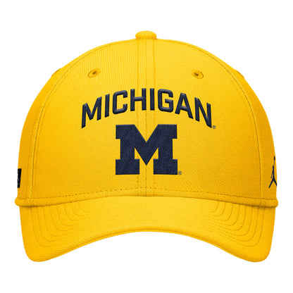 Michigan Wolverines Nike Jordan Yellow FlexFit Rise Adjustable Gameday Hat - Front View