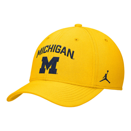 Michigan Wolverines Nike Jordan Yellow FlexFit Rise Adjustable Gameday Hat - Front Left View