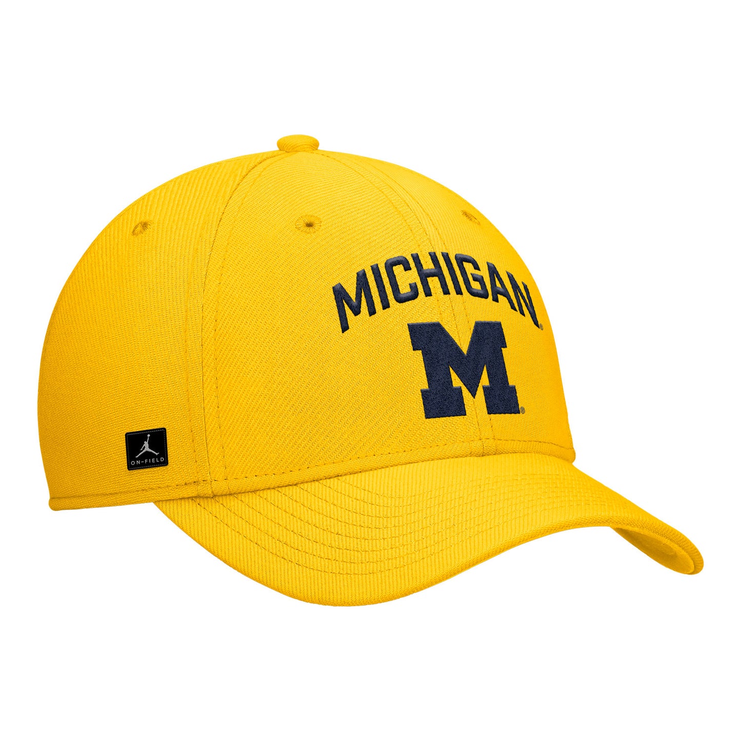 Michigan Wolverines Nike Jordan Yellow FlexFit Rise Adjustable Gameday Hat - Front Right View
