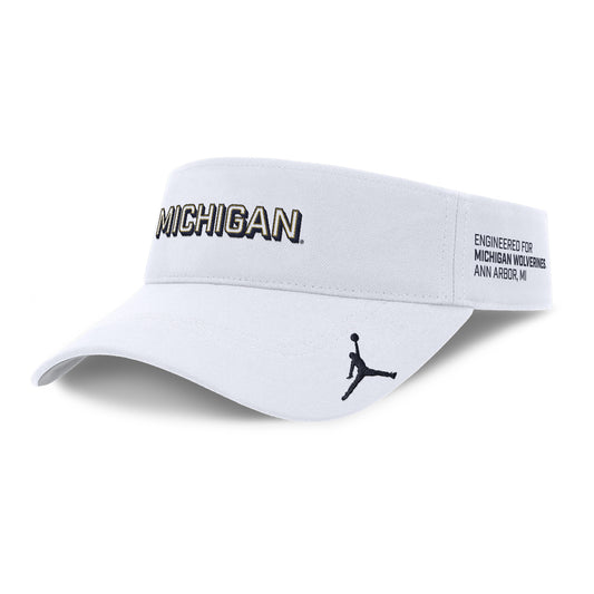 Michigan Wolverines Nike Jordan White Ace Visor - Front Left View