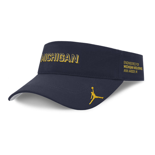 Michigan Wolverines Nike Jordan Navy Ace Visor - Front Left View
