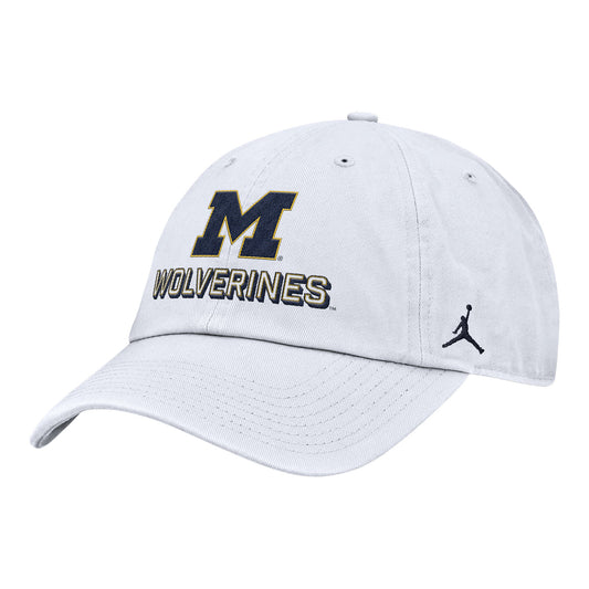 Michigan Wolverines Nike Jordan White Unstructured Adjustable Club Hat - Front Left View