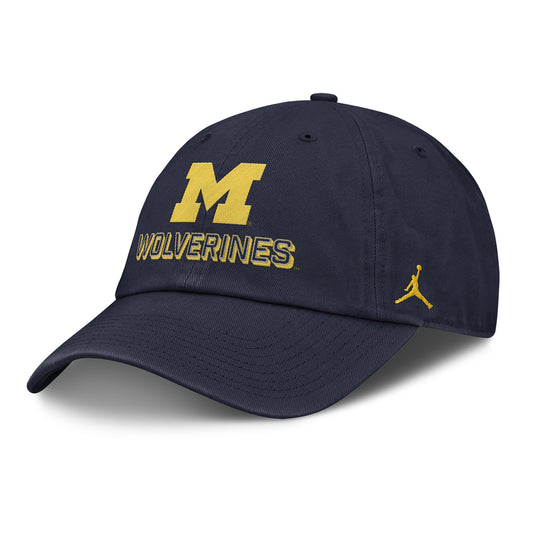 Michigan Wolverines Nike Jordan Navy Unstructured Adjustable Club Hat - Front Left View