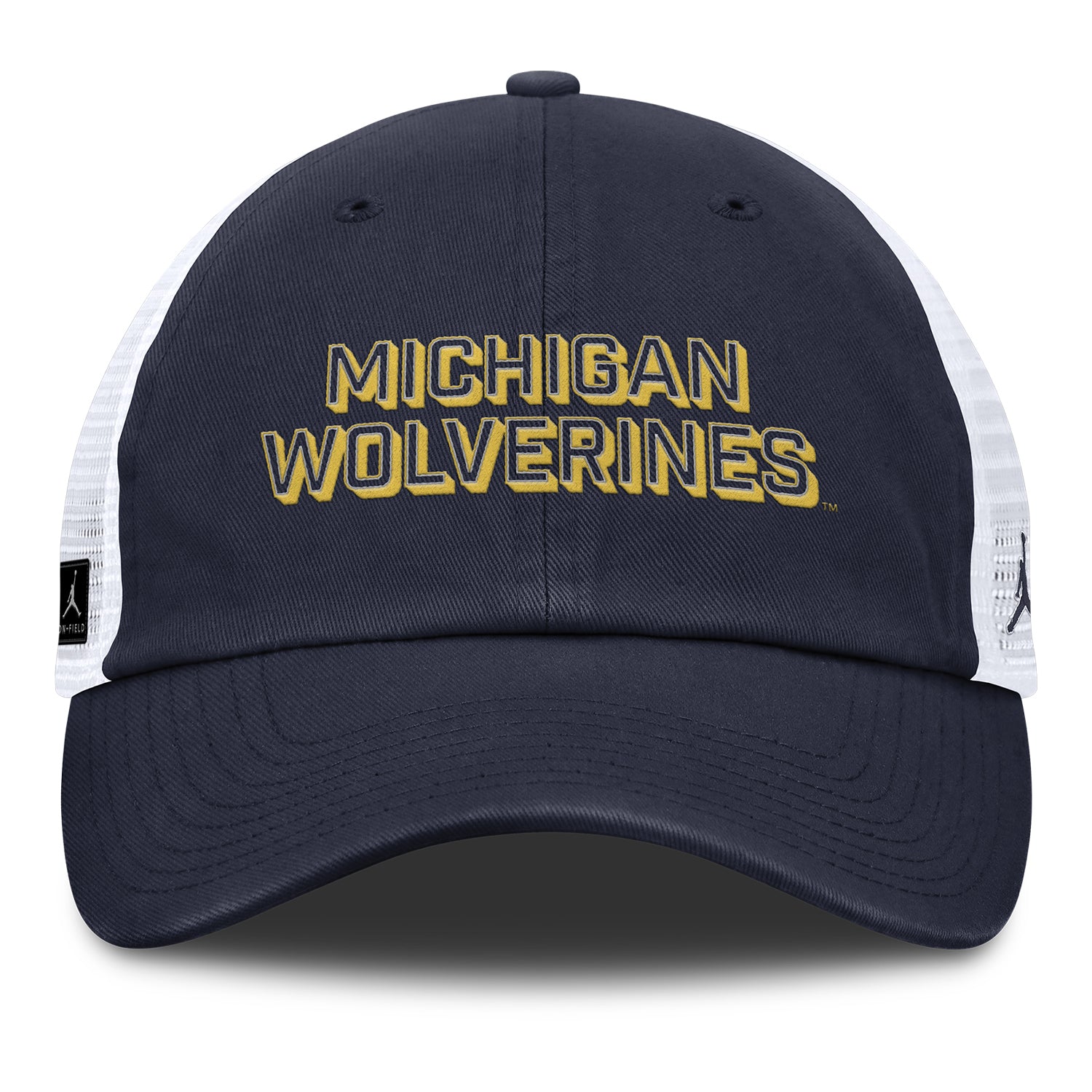 Michigan Wolverines Nike Jordan Navy Club Trucker Hat - Front View