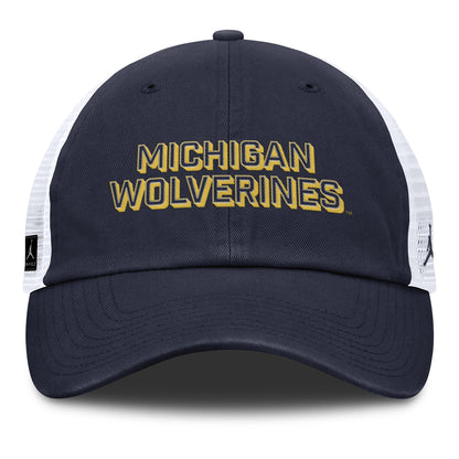Michigan Wolverines Nike Jordan Navy Club Trucker Hat - Front View