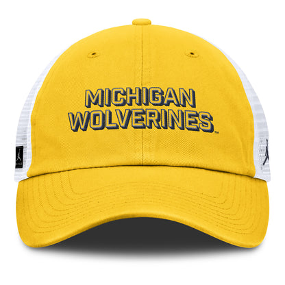 Michigan Wolverines Nike Jordan Yellow Club Trucker Hat - Front View