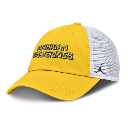 Michigan Wolverines Nike Jordan Yellow Club Trucker Hat - Front Left View