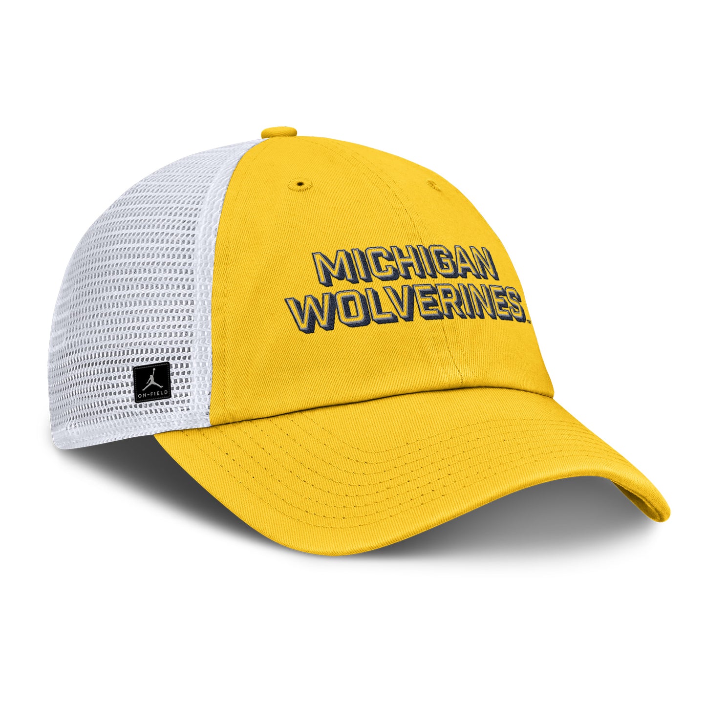 Michigan Wolverines Nike Jordan Yellow Club Trucker Hat - Front Right View