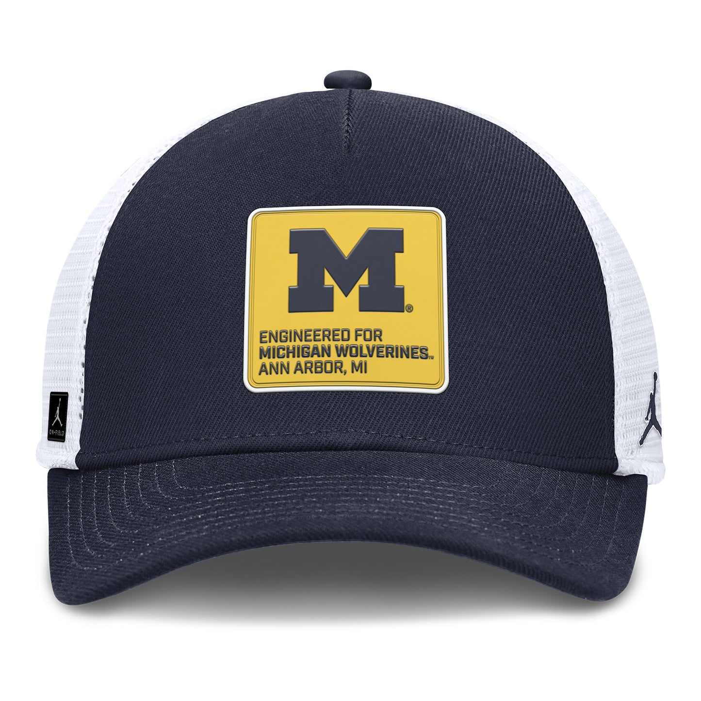 Michigan Wolverines Nike Jordan Rise Trucker Patch Hat - Front View