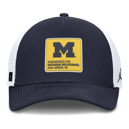 Michigan Wolverines Nike Jordan Rise Trucker Patch Hat - Front View