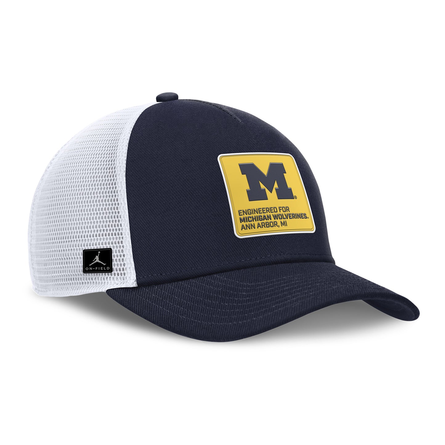 Michigan Wolverines Nike Jordan Rise Trucker Patch Hat - Front Right View