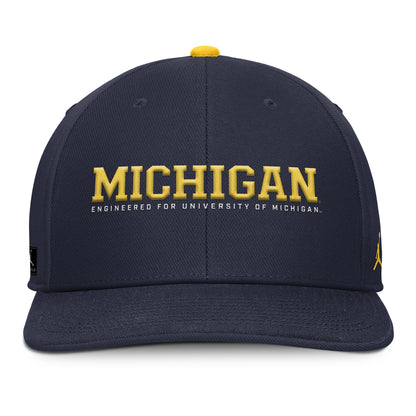 Michigan Wolverines Nike Jordan Navy Snapback Pro Gameday Hat - Front View